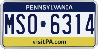 PA license plate MSO6314