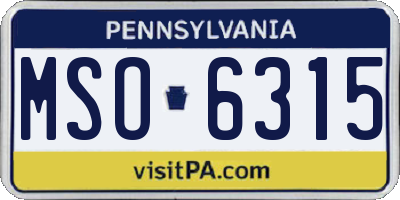 PA license plate MSO6315
