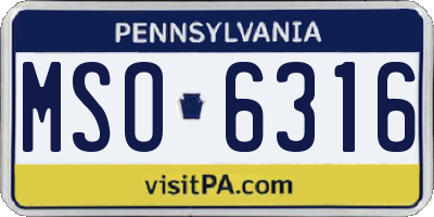 PA license plate MSO6316