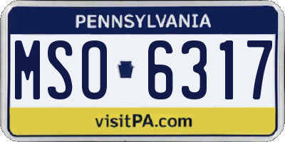 PA license plate MSO6317