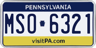 PA license plate MSO6321