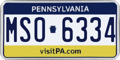PA license plate MSO6334