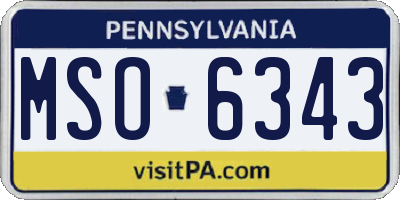 PA license plate MSO6343