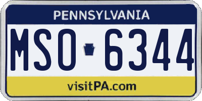 PA license plate MSO6344