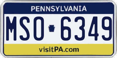 PA license plate MSO6349