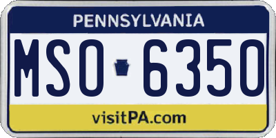 PA license plate MSO6350