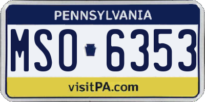 PA license plate MSO6353