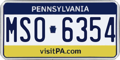 PA license plate MSO6354