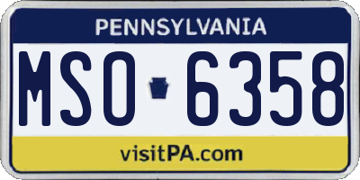 PA license plate MSO6358