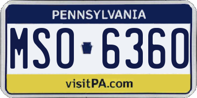 PA license plate MSO6360