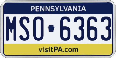 PA license plate MSO6363