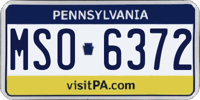 PA license plate MSO6372