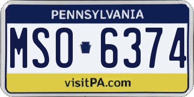PA license plate MSO6374