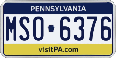PA license plate MSO6376