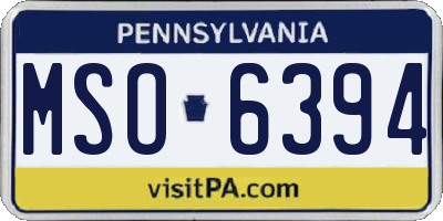 PA license plate MSO6394