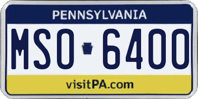 PA license plate MSO6400