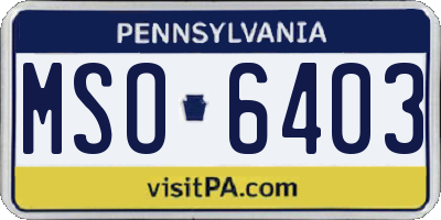 PA license plate MSO6403