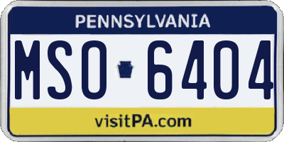 PA license plate MSO6404