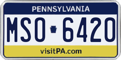 PA license plate MSO6420