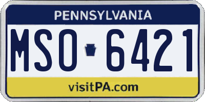 PA license plate MSO6421