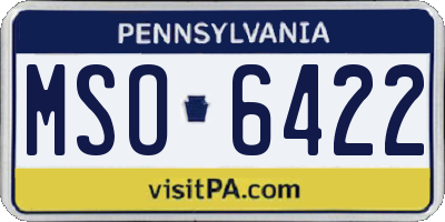 PA license plate MSO6422