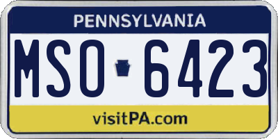 PA license plate MSO6423