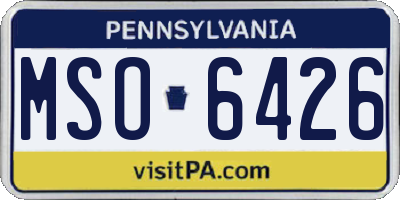 PA license plate MSO6426