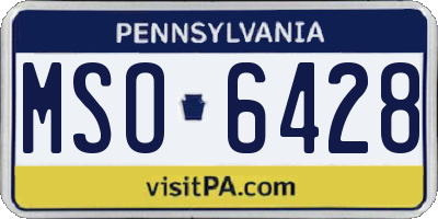 PA license plate MSO6428