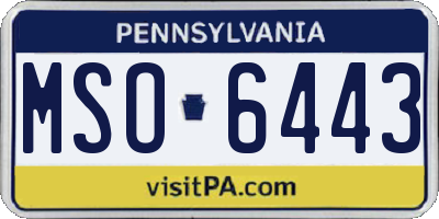 PA license plate MSO6443