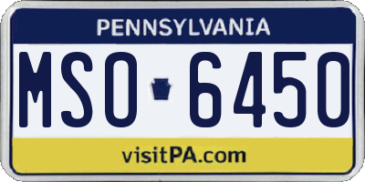 PA license plate MSO6450