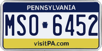 PA license plate MSO6452