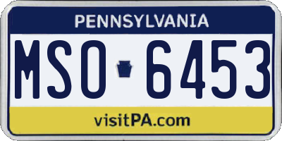 PA license plate MSO6453
