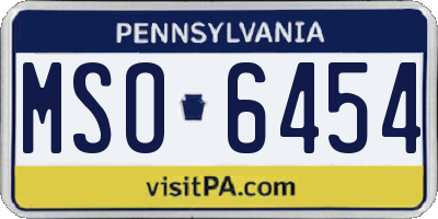 PA license plate MSO6454