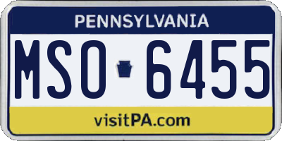 PA license plate MSO6455