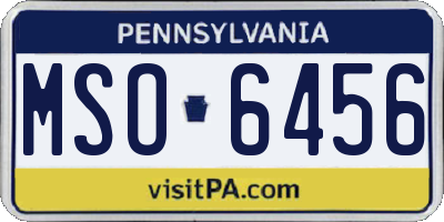 PA license plate MSO6456
