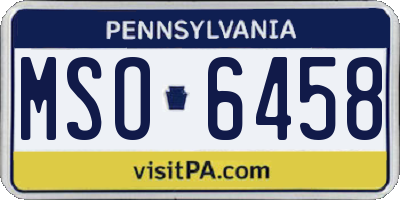 PA license plate MSO6458