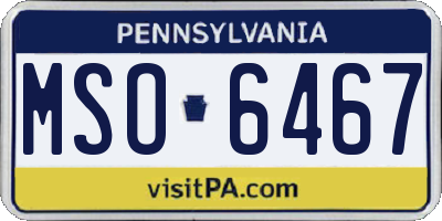 PA license plate MSO6467