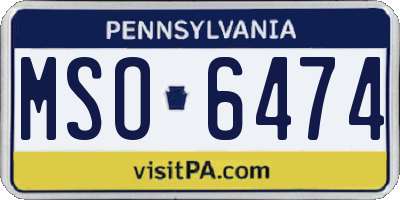 PA license plate MSO6474