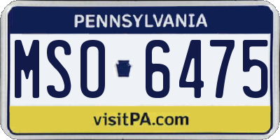 PA license plate MSO6475