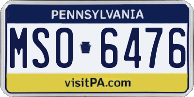 PA license plate MSO6476