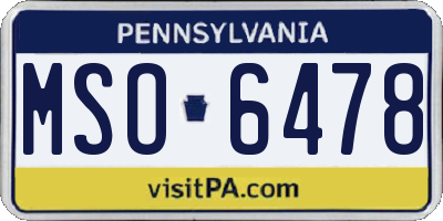 PA license plate MSO6478