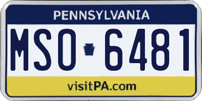 PA license plate MSO6481