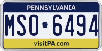 PA license plate MSO6494