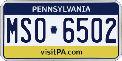 PA license plate MSO6502