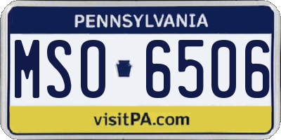 PA license plate MSO6506