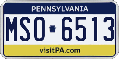 PA license plate MSO6513