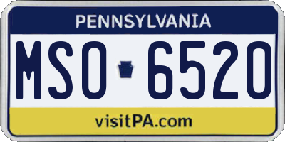 PA license plate MSO6520