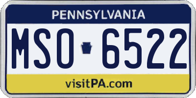 PA license plate MSO6522