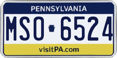 PA license plate MSO6524