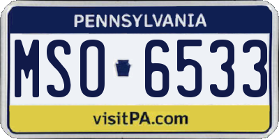 PA license plate MSO6533